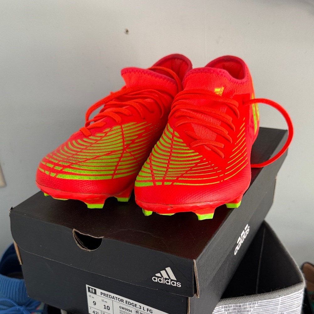 Adidas Predator Edge.3 FG Red and Yellow Cleats
